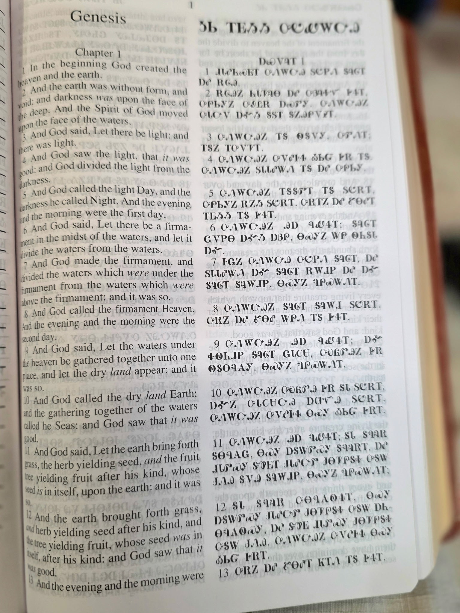 Close up of Native American language Bible