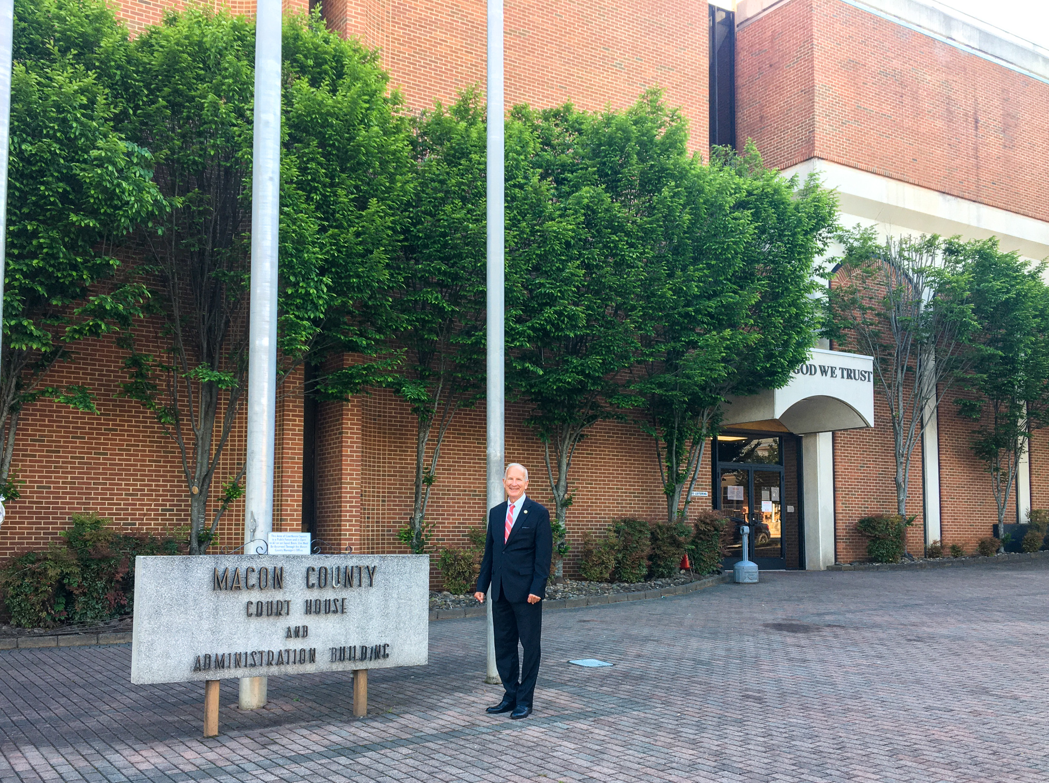 Chief Justice Newby in Front of the Macon County Courthouse