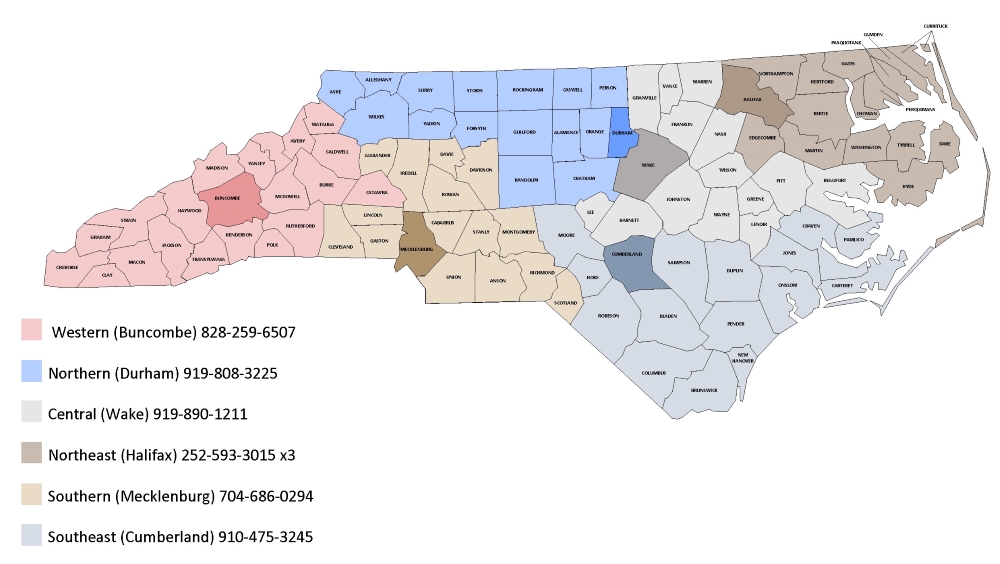 NC Access and Visitation county map AV locations