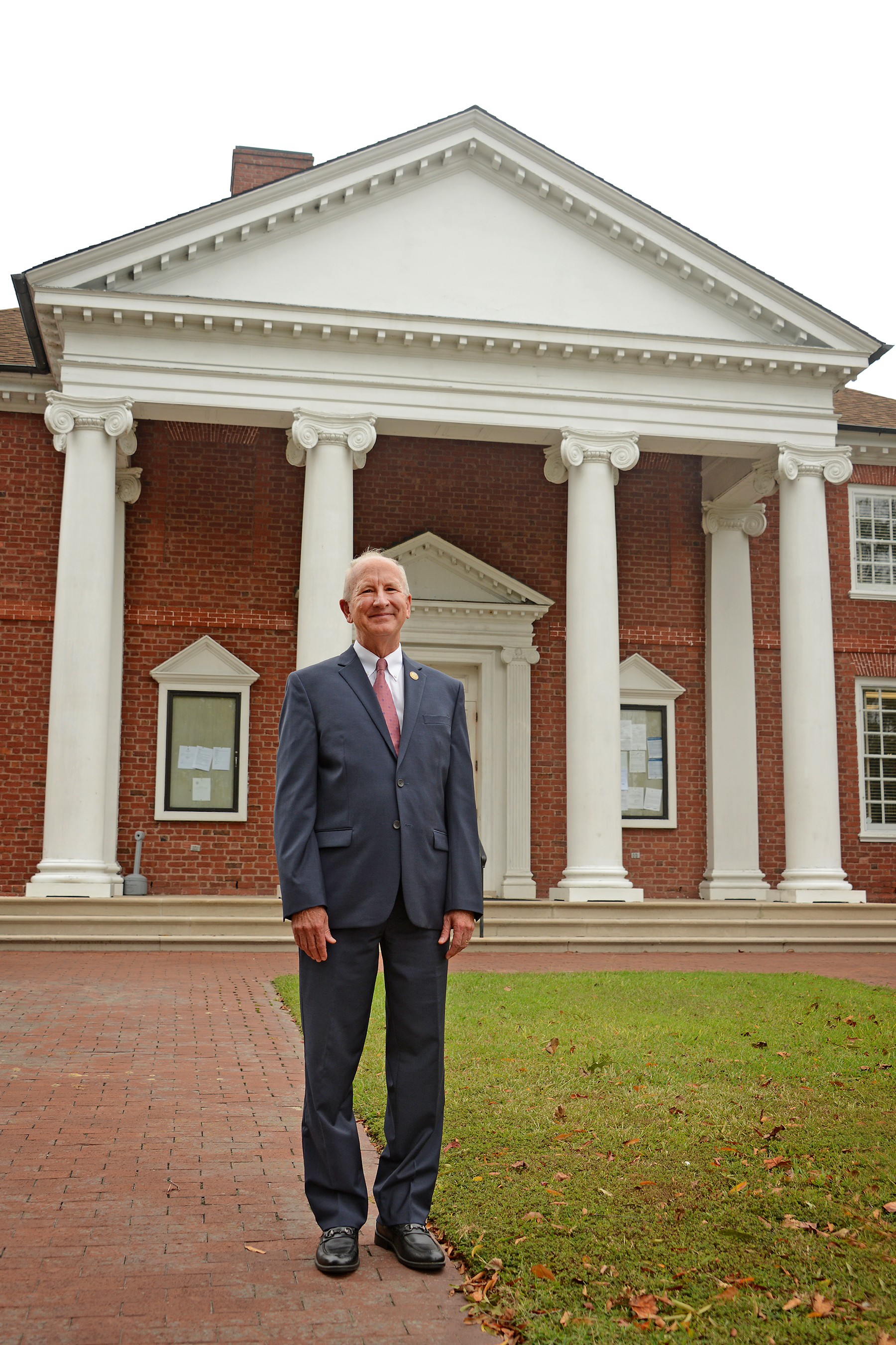 Chief Justice Newby poses in front of the Chowan County Courthouse in Edenton. 
