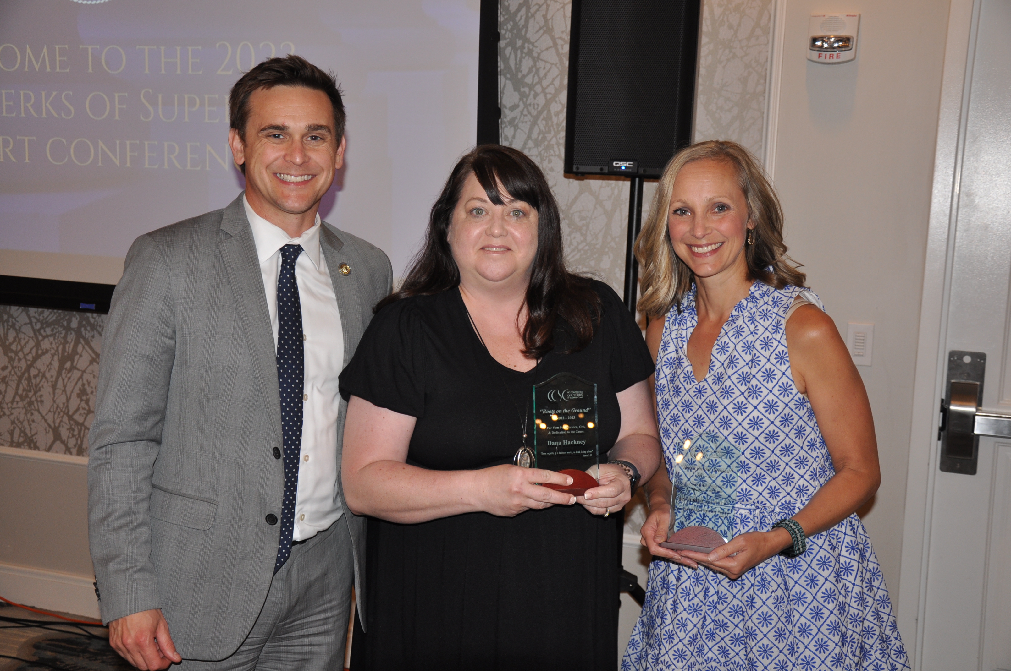 From left to right, NCAOC Director Ryan Boyce, Chatham County Clerk Dana Hackney, Alamance County Clerk Meredith Edwards.