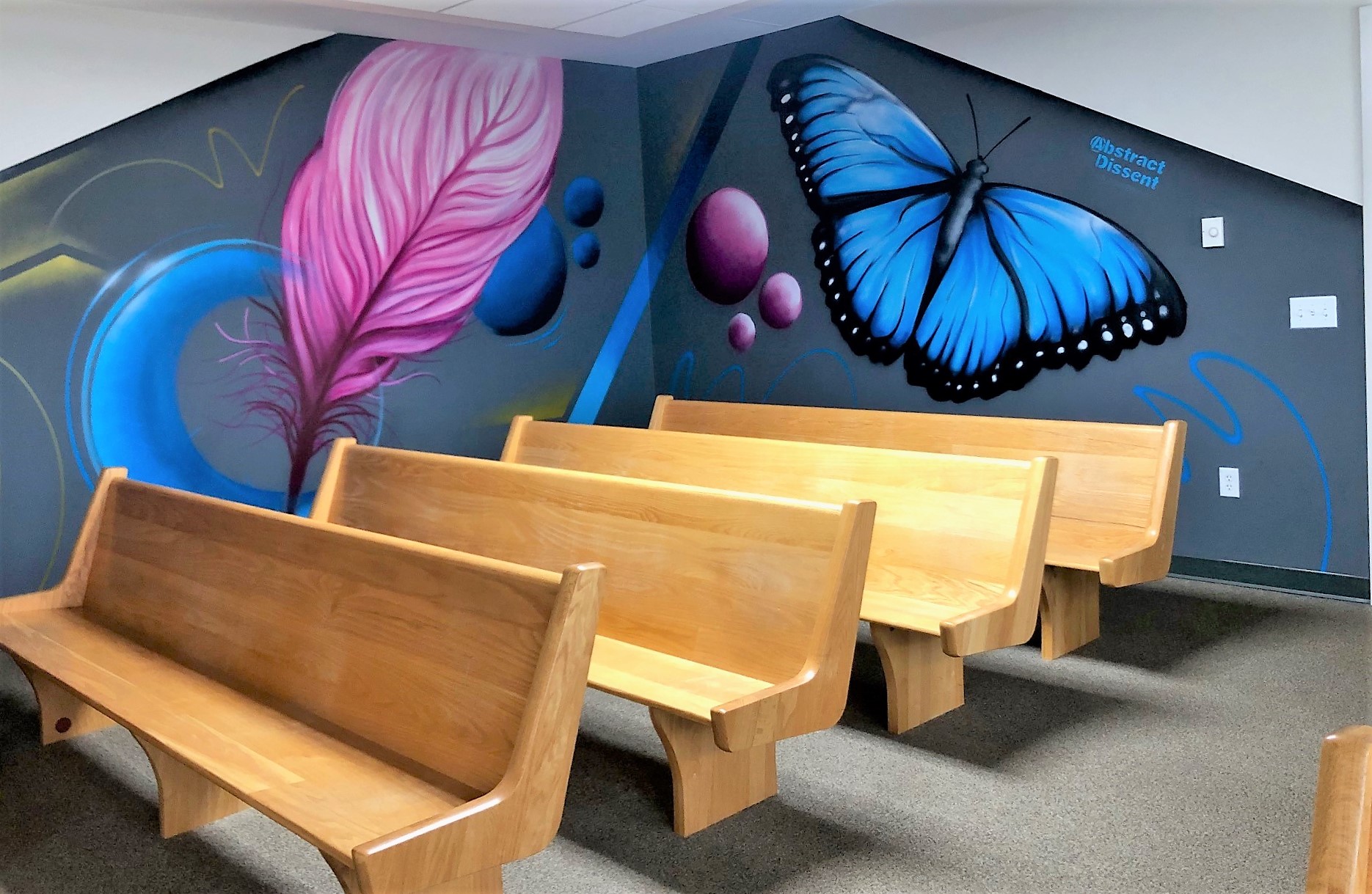 Images in the mural are calming, soothing, and represent renewal and strength. 