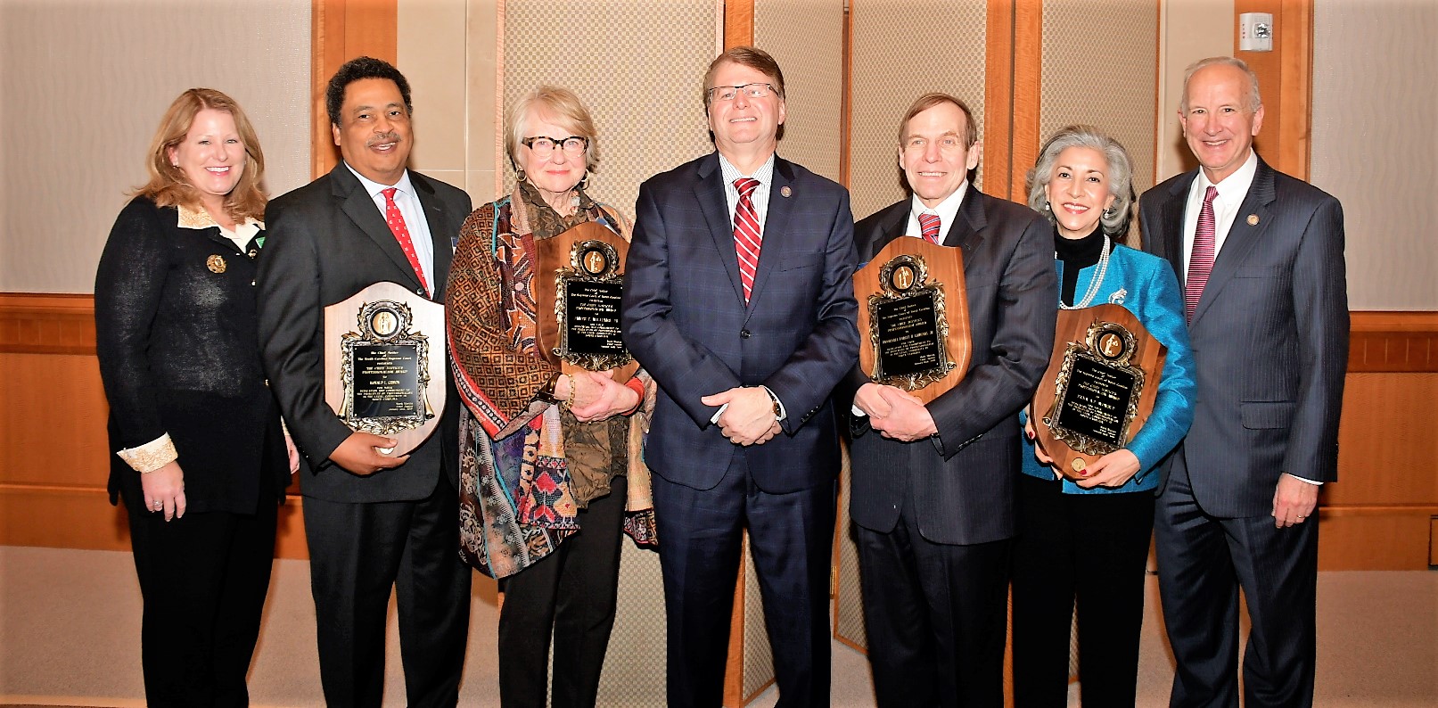 From left to right: CJCP Excutive Director Lisa Sheppard, Ronald L. Gibson, Barbara Williams, Chief Justice Mark Martin, Justice Robert Edmunds (Ret.), Erna A.P. Womble, Senior Associate Justice Paul Newby