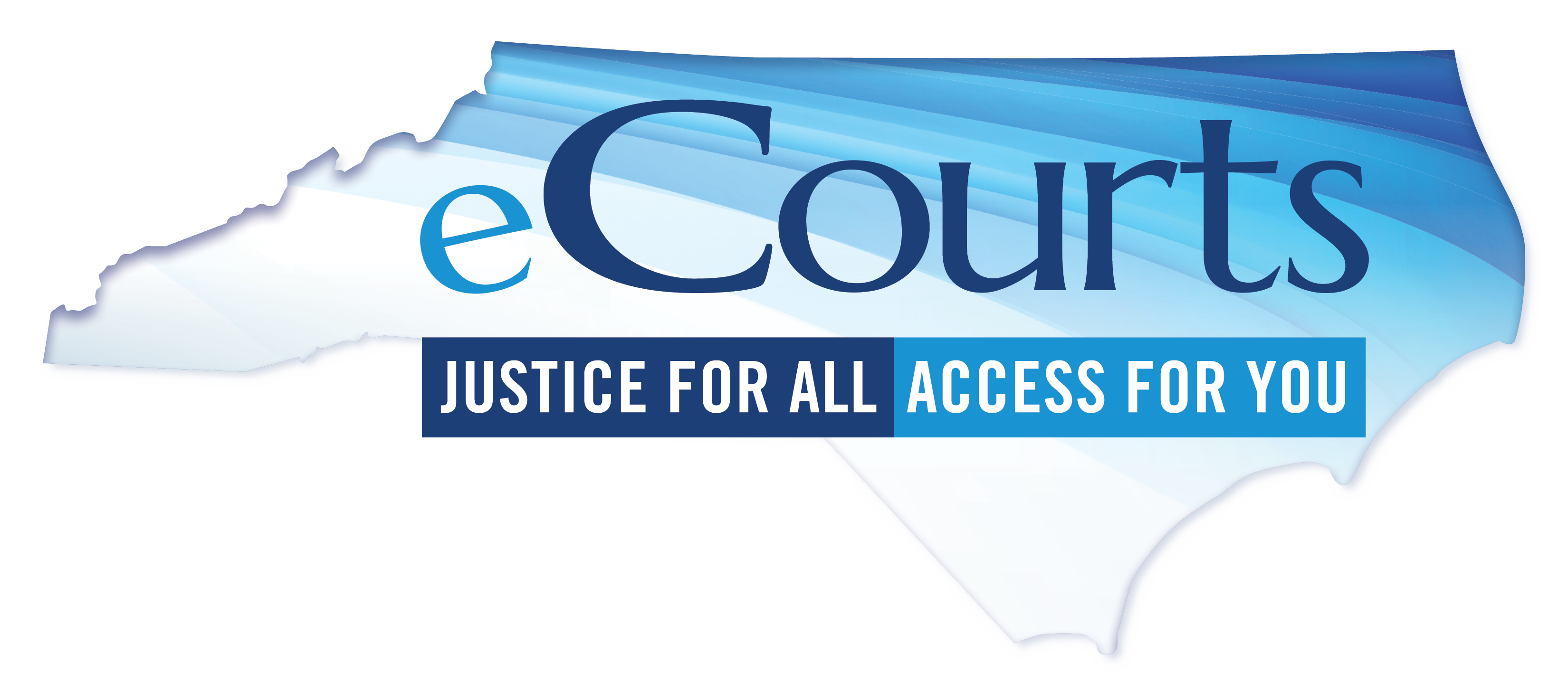 eCourts logo - Justice for All - Access for You - on state map