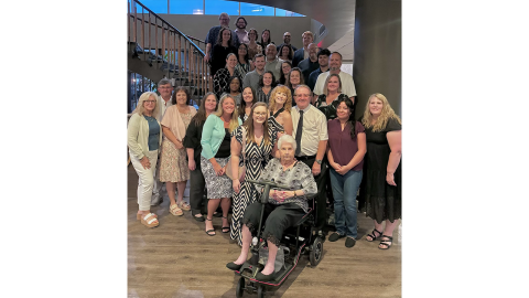 Clerk Jan Kennedy pictured with clerk's office personnel and family.