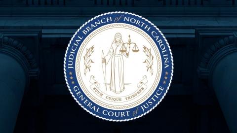 Judicial Branch seal on columns blue background