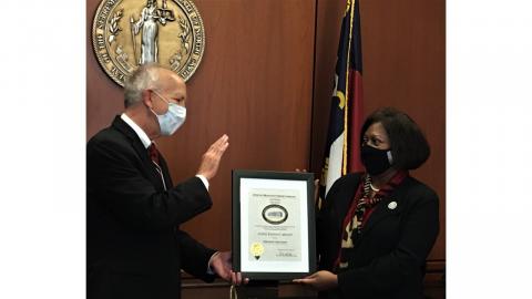 Chief Justice Paul Newby Presents Retired Court of Appeals Judge Wanda Bryant with the Friend of the Court Award
