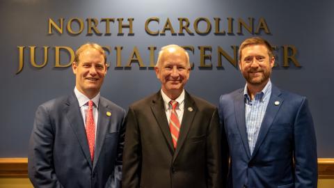 Chief Justice Paul Newby with Co-Chairs Ben David and Judge Andrew Heath Chief Justice Paul Newby with Co-Chairs Ben David and Judge Andrew Heath