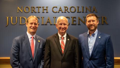 Chief Justice Paul Newby with Co-Chairs Ben David and Judge Andrew Heath