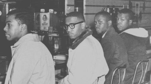 Clarence Henderson (far right) during the sit-in movement in Greensboro, North Carolina