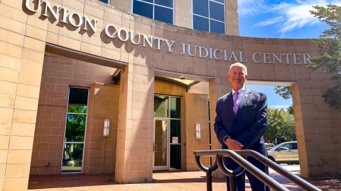 Chief Justice Newby at the Union County courthouse.