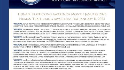 Proclamation - Human Trafficking Awareness Month 2023