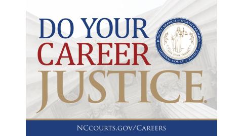 Do Your Career Justice, career opportunities available, courthouse columns in background