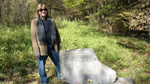 Margaret Ferguson Carter Martine of the Whippoorwill Academy and Village guided All Things Judicial to the gravesite of folk legend Tom Dooley. Tom Dooley Gravesite