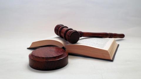 Gavel on open law book