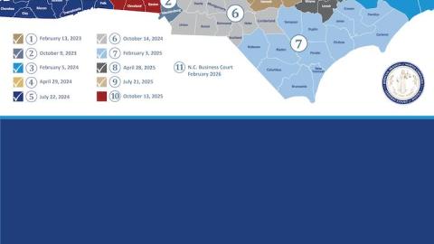 eCourts logo - Justice for All - Access for You on state map